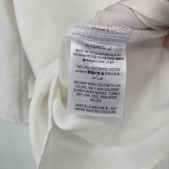 Alfani Women's Size XL White Chiffon Zip-Back Ruffled Sleeve Blouse - Picture 8 of 10